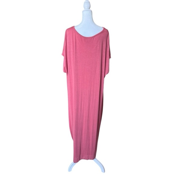 Line of Style Maxi T-Shirt Dress Large Rose Pink Soft Stretch - Picture 1 of 6